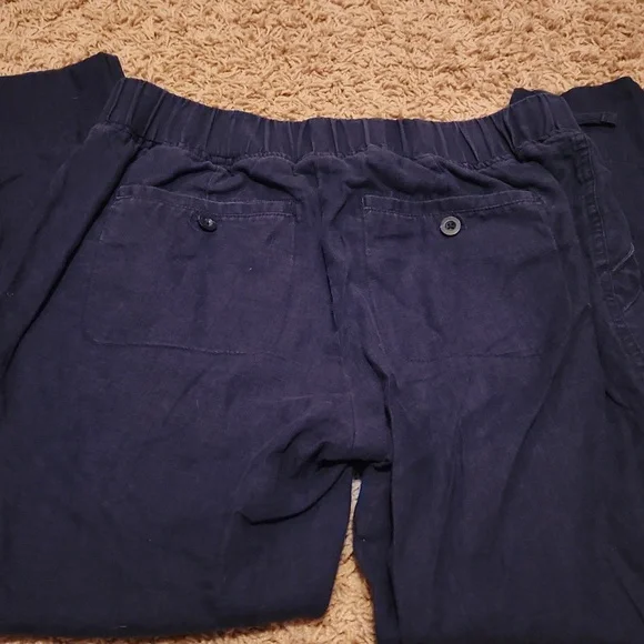 Athleta 100% Linen Dark Blue Pants Size 6 - Picture 6 of 9